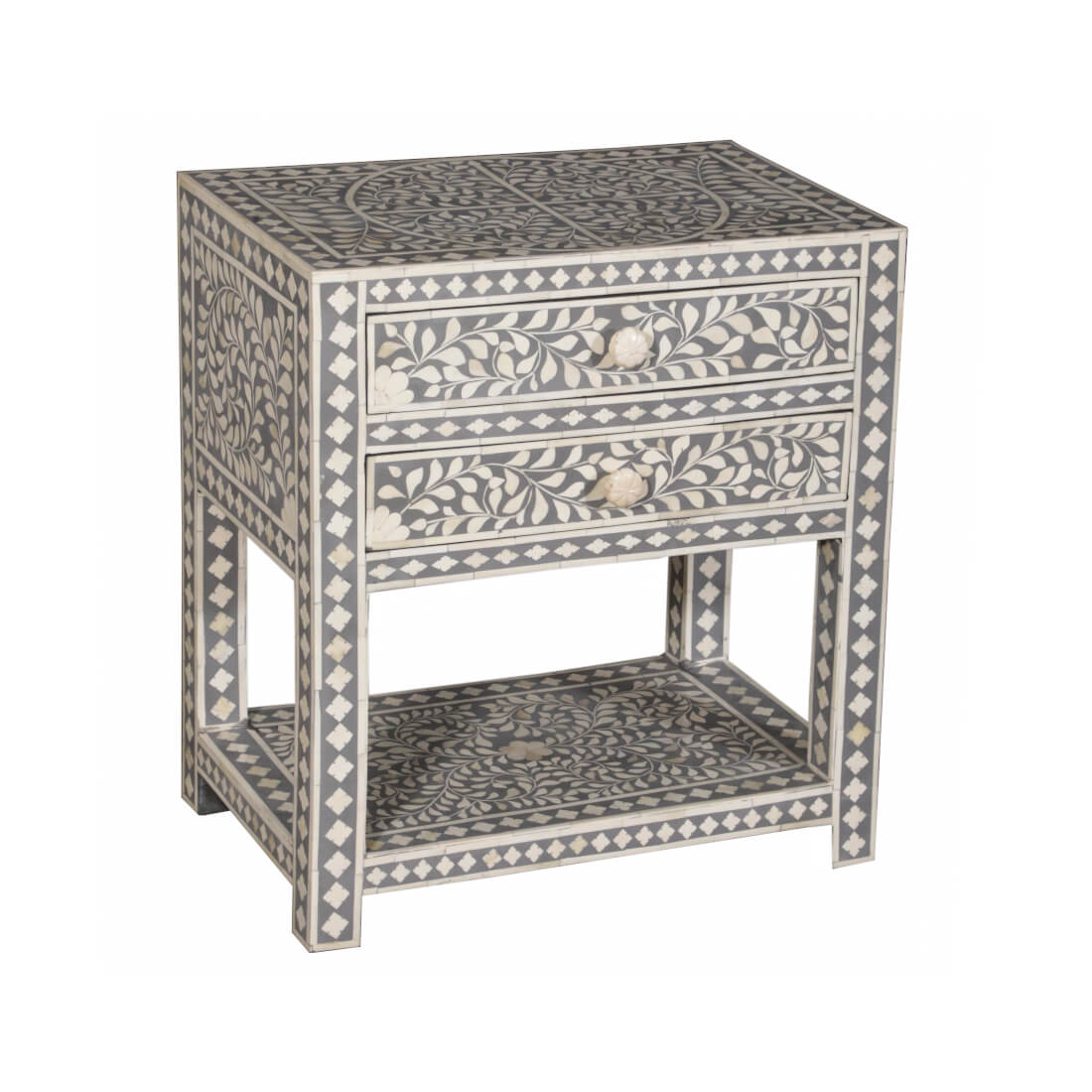 Table artisanale ornée de travail du bois