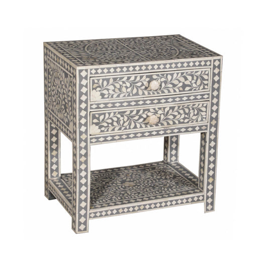 Table artisanale ornée de travail du bois