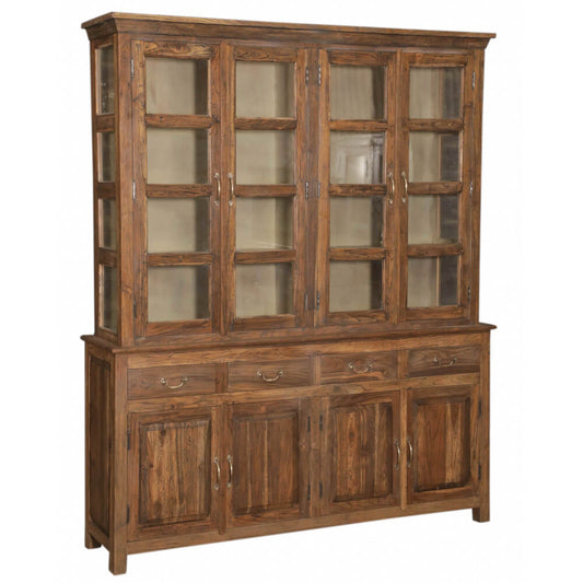 Armoire artisanale à 4 portes vitrées