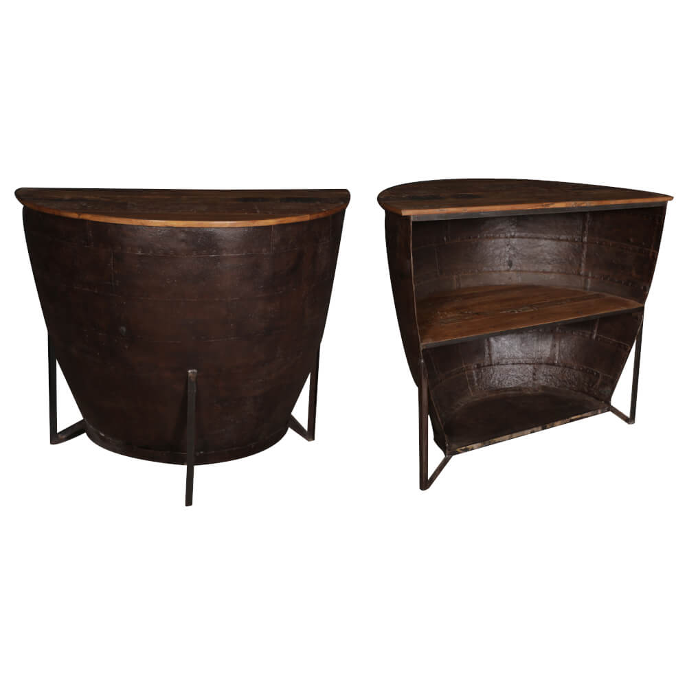 Étagère à livres en fer avec plateau en bois