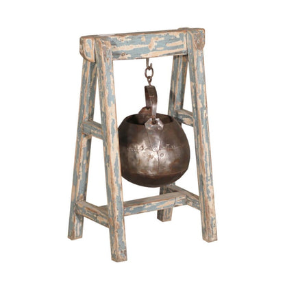 Jardinière en fer avec support en teck