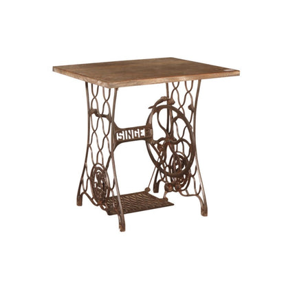 Table en fer avec plateau en teck