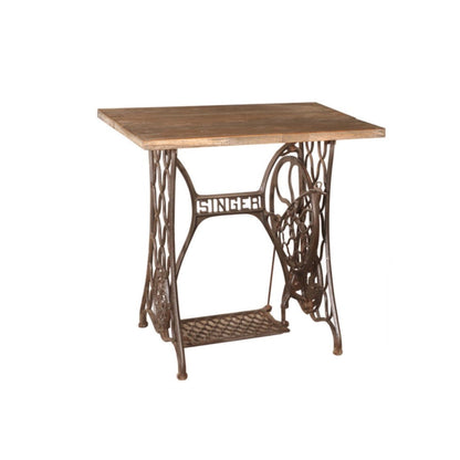 Table en fer avec plateau en teck