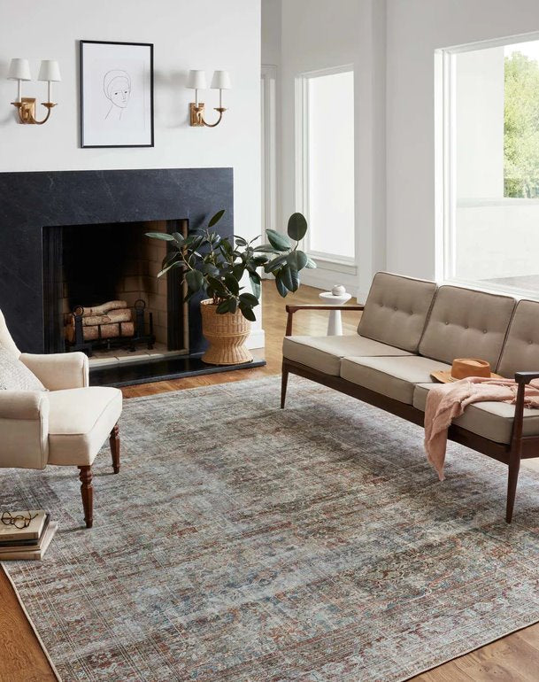 Tapis Chris Loves Julia x Loloi Jules, coloris Lagon/Brique