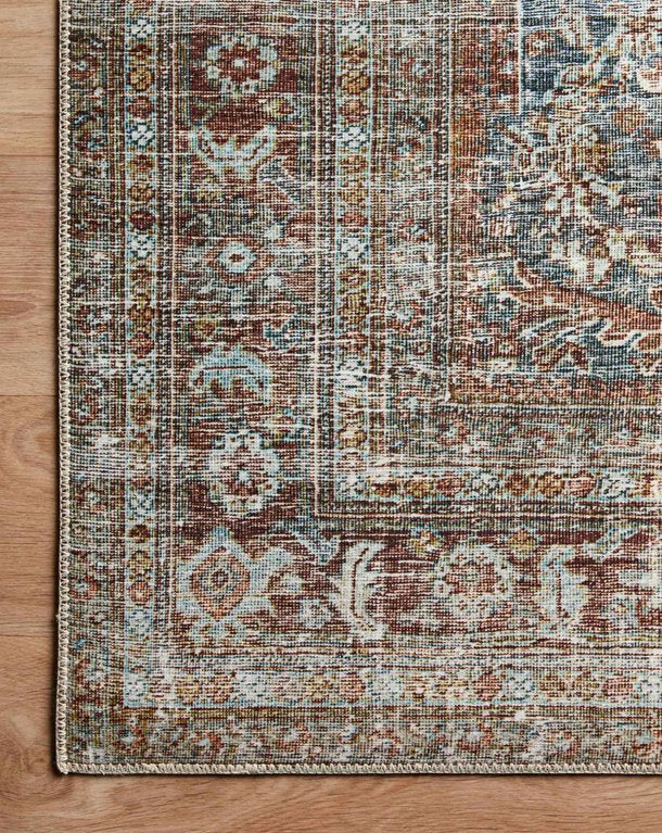 Tapis Chris Loves Julia x Loloi Jules, coloris Lagon/Brique