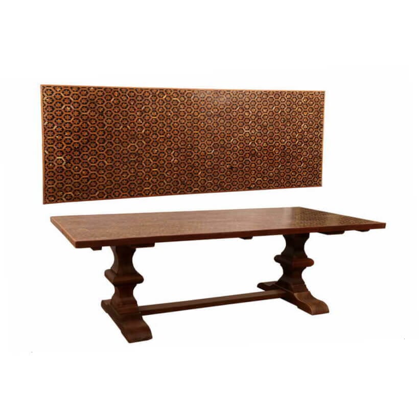 Table de salle à manger incrustée d'os