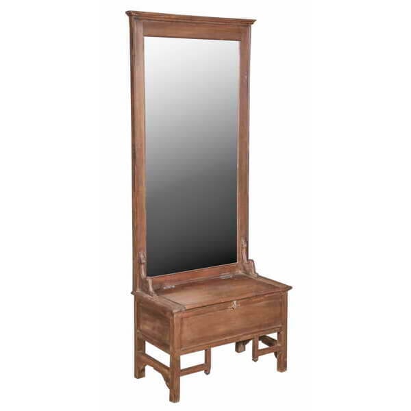 Coffre de rangement d'entrée avec miroir en bois