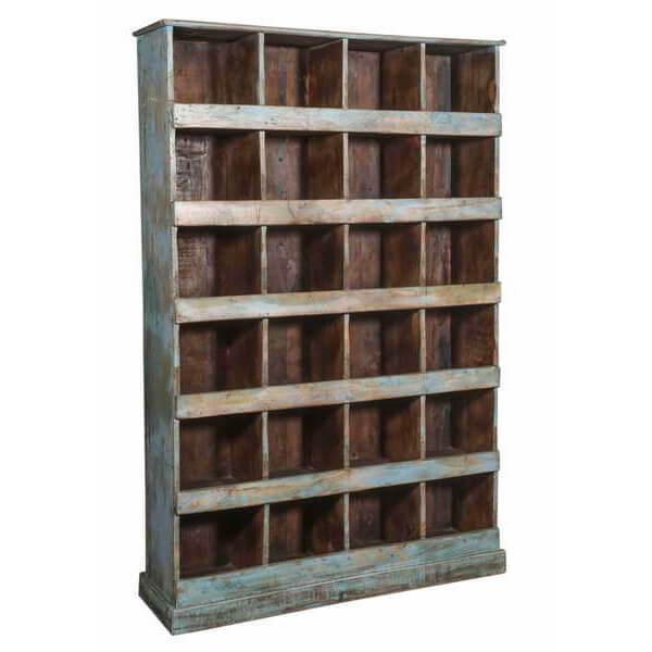 Bibliothèque vintage en bois de teck peint