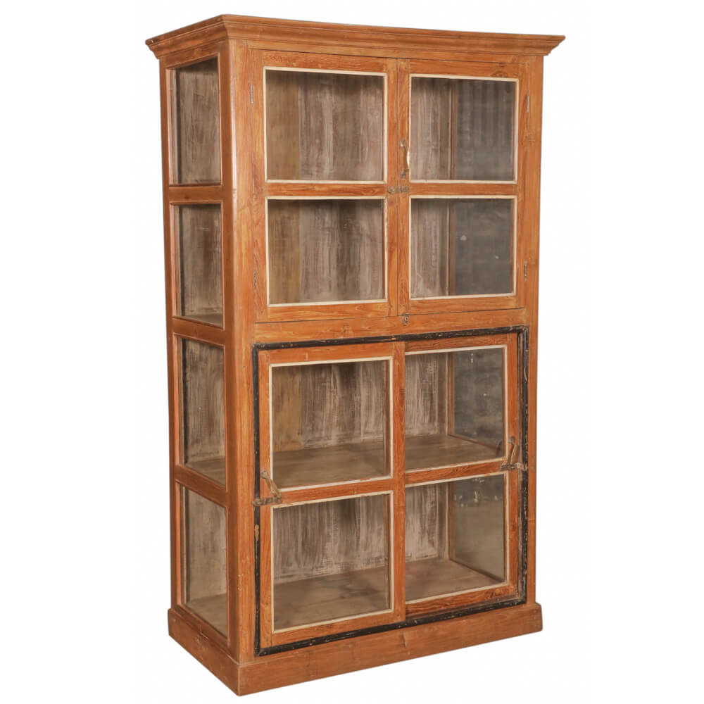 Armoire en bois de teck avec verre