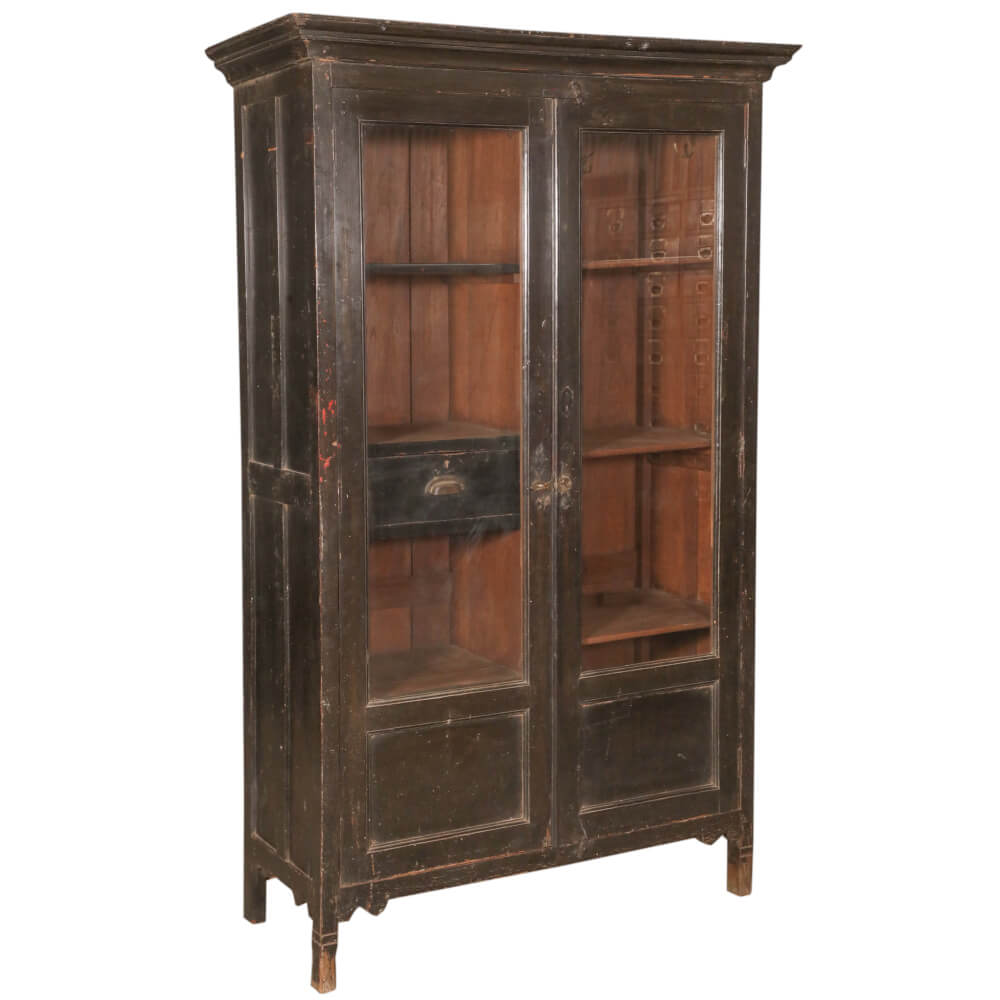Armoire en bois de teck avec verre