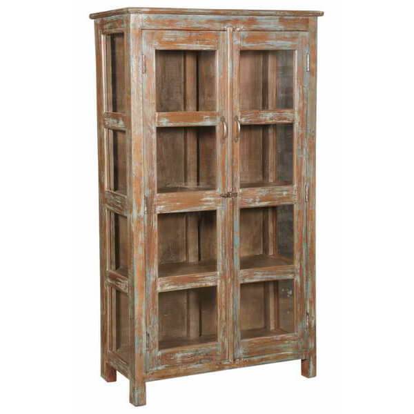 Armoire en bois de teck avec verre