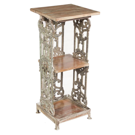 Petit porte-manteau en fer avec étagère en teck