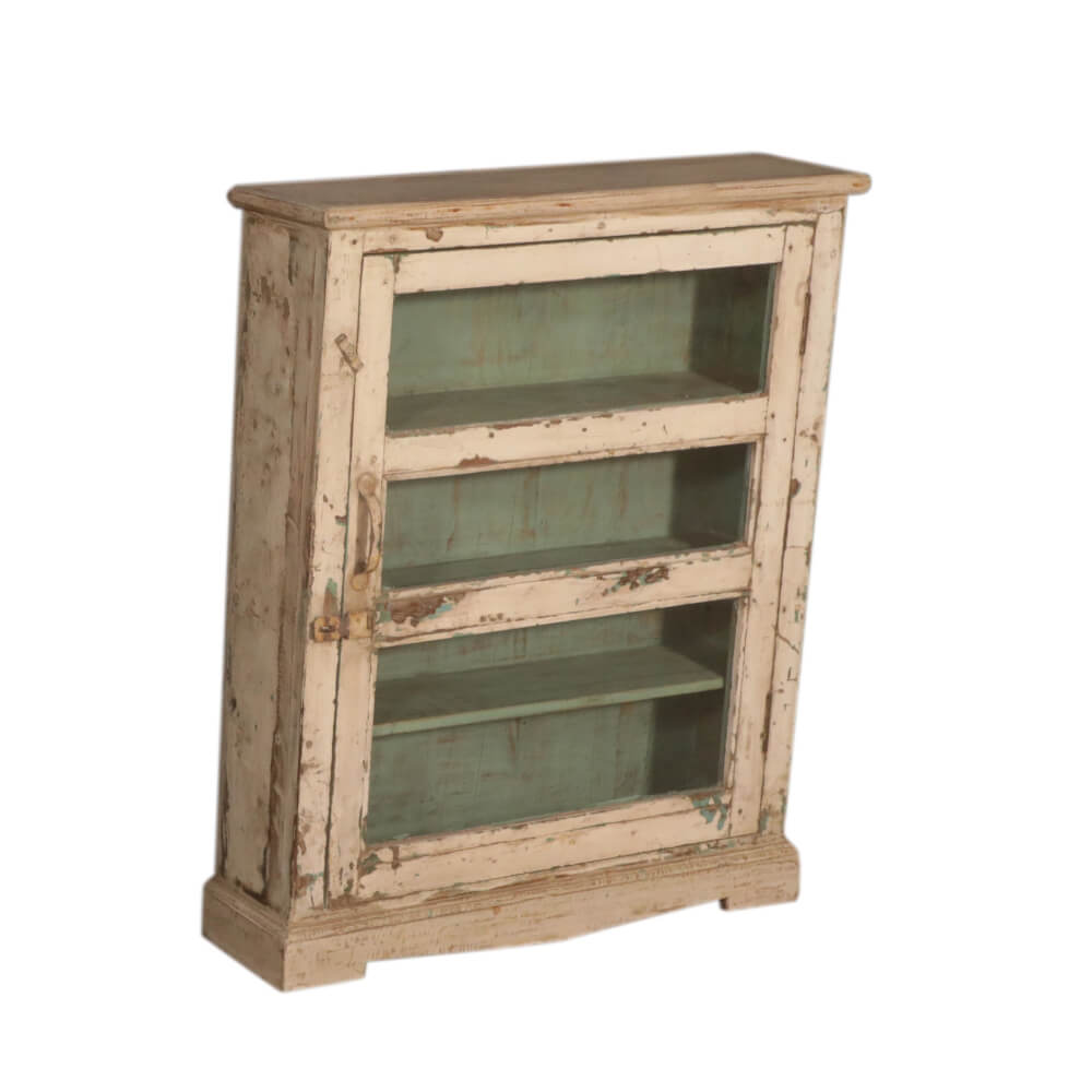 Meuble mince en teck avec verre