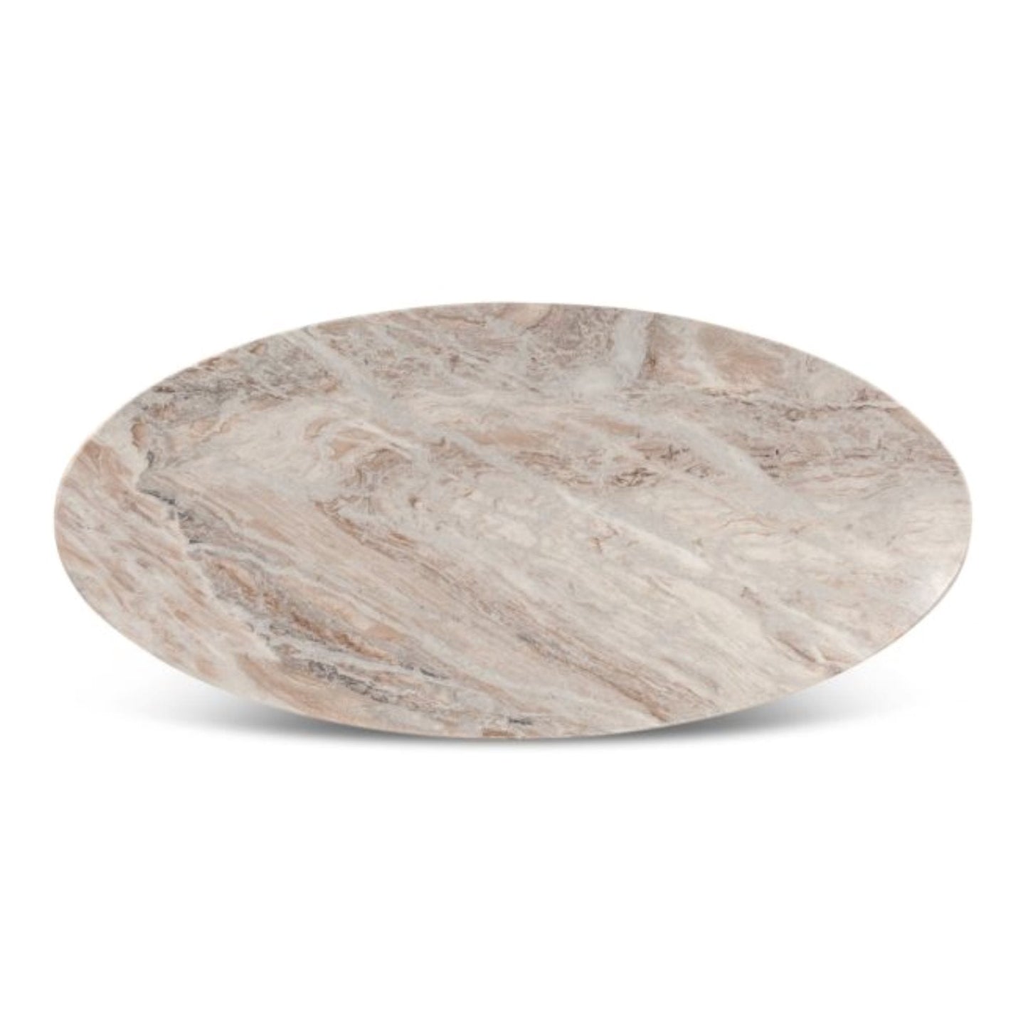 Table de salle à manger ovale Malibu 90 en fer et marbre