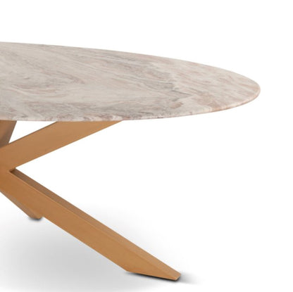 Table de salle à manger ovale Malibu 90 en fer et marbre