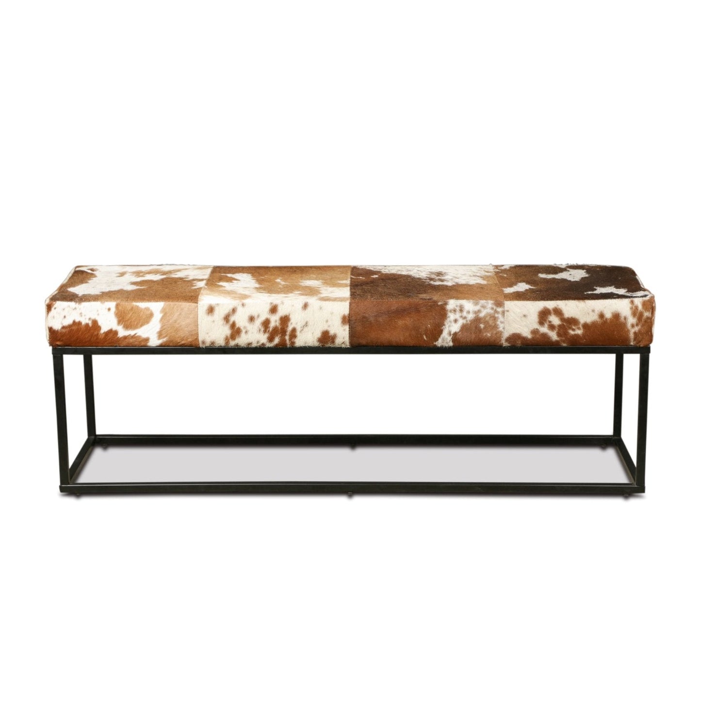 Banc New York 54 en fer et cuir de vachette marron