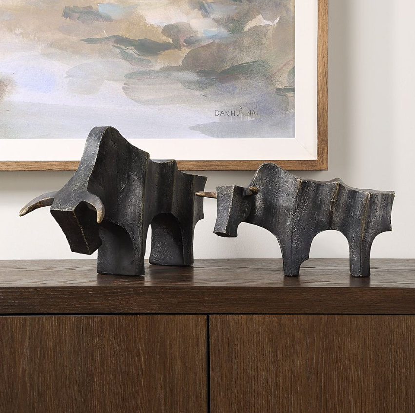 Sculptures de taureaux royaux, ensemble de deux