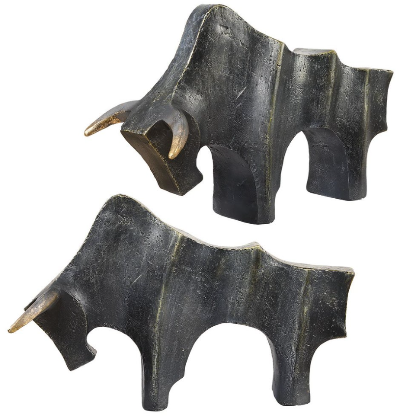 Sculptures de taureaux royaux, ensemble de deux