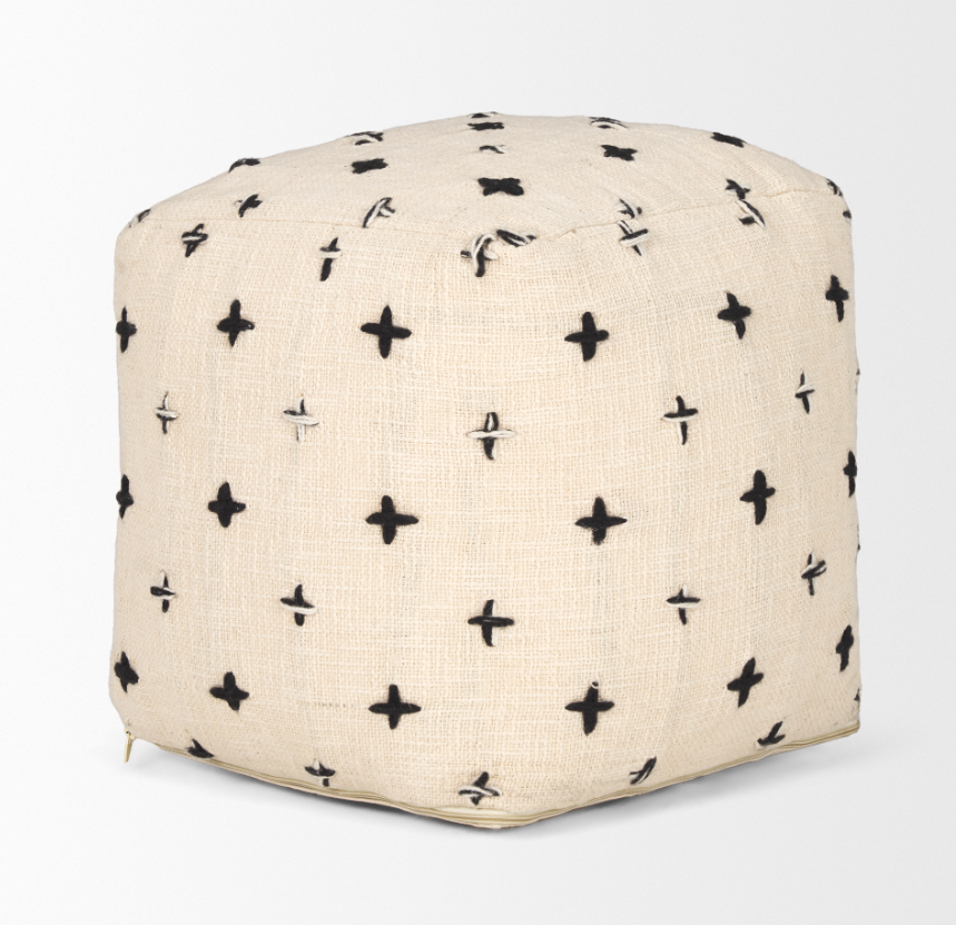 Pouf en laine Saanvi