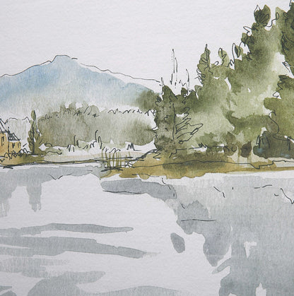 Impressions encadrées Serene Lake, lot de 2