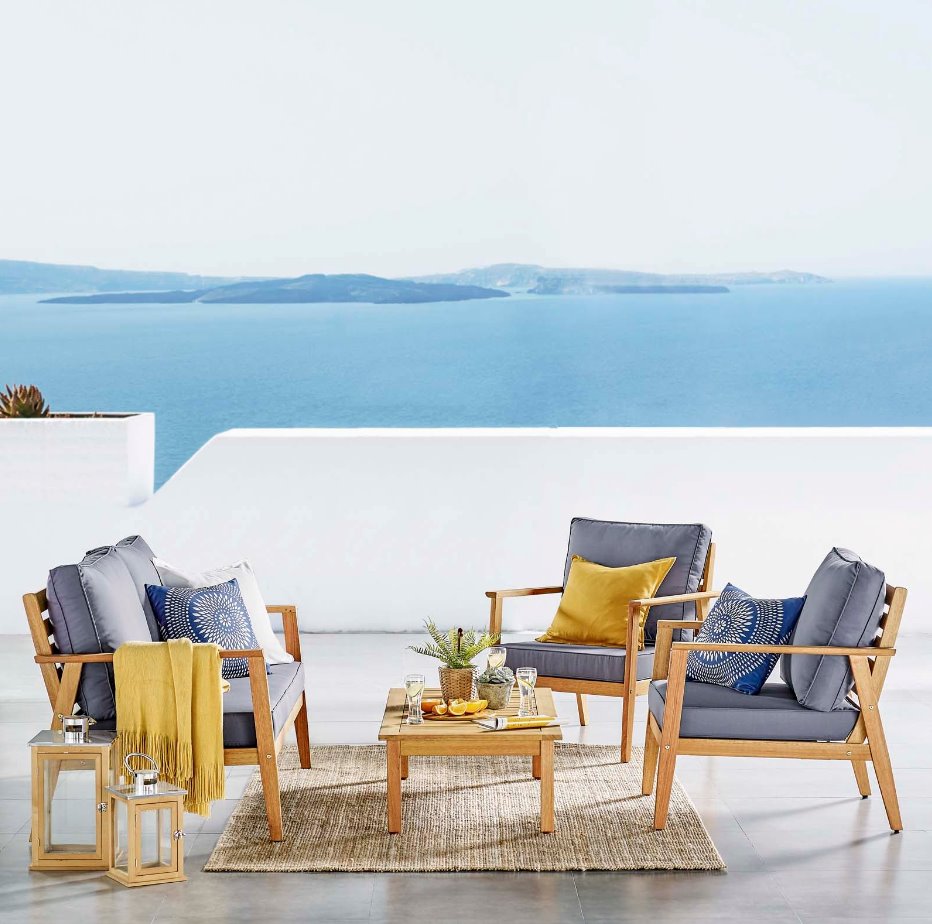 Ensemble de meubles de patio rembourrés 4 pièces Syracuse