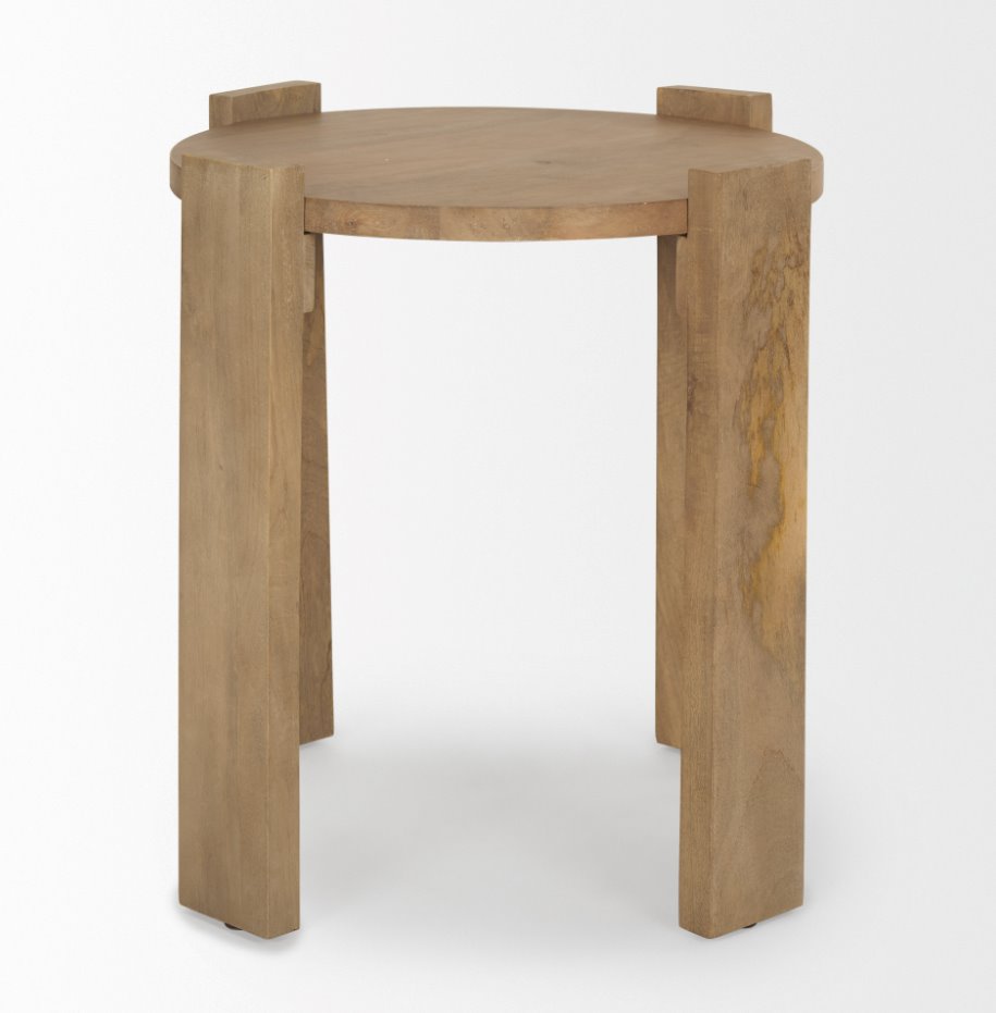 Table d'appoint ronde Evelyn marron clair