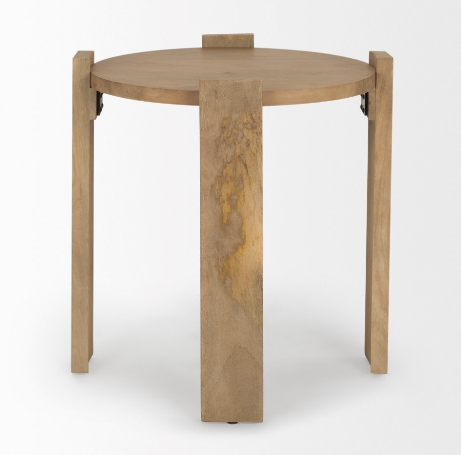Table d'appoint ronde Evelyn marron clair