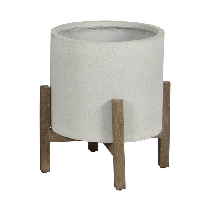 Pot sur pied gris pour patio