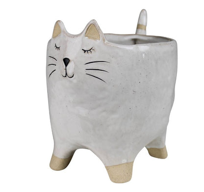 Cache-pot en céramique en forme de chat