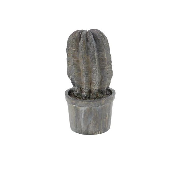 Cactus en polystone avec sculpture en pot