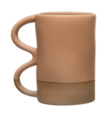 Mug à anse ondulée en grès moucheté mat