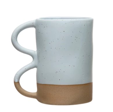 Mug à anse ondulée en grès moucheté mat