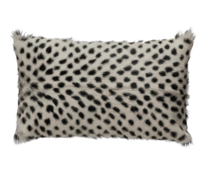 Coussin lombaire en fourrure de chèvre 20 x 12 à pois imprimés