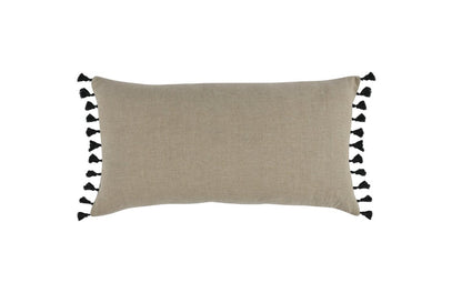 Coussin décoratif Sutton en lin naturel/noir