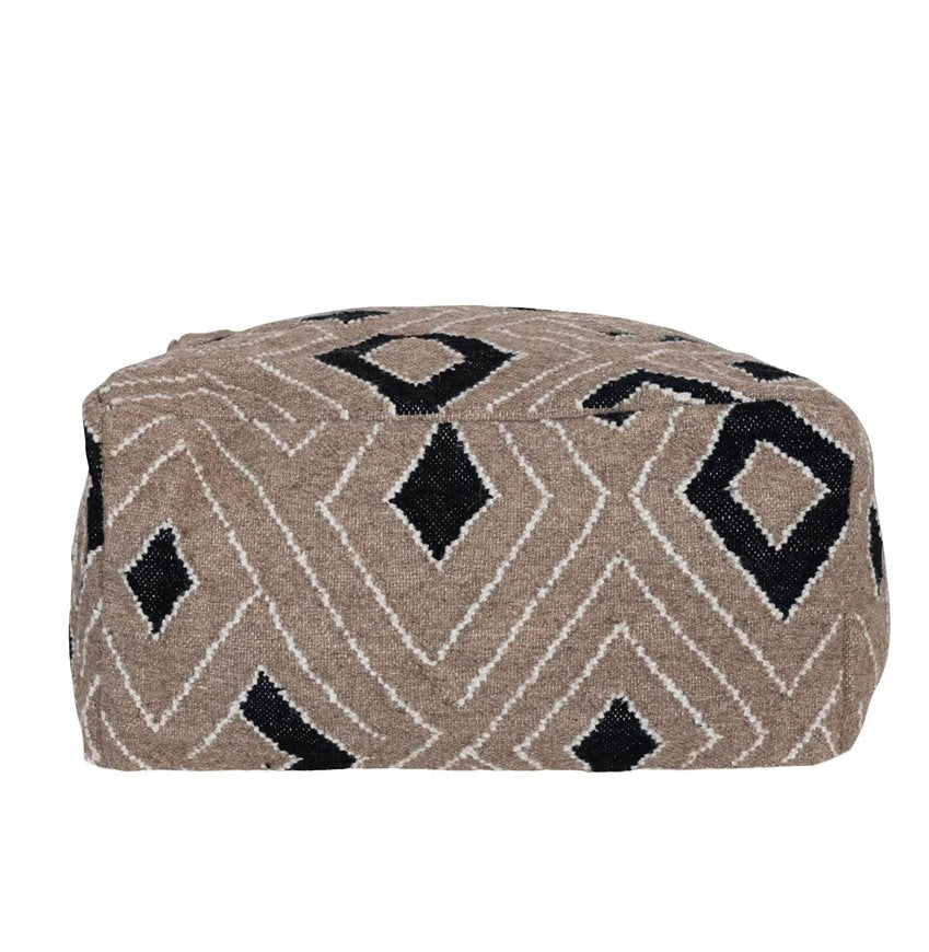 Pouf en laine mélangée tissée avec motif