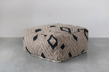 Pouf en laine mélangée tissée avec motif