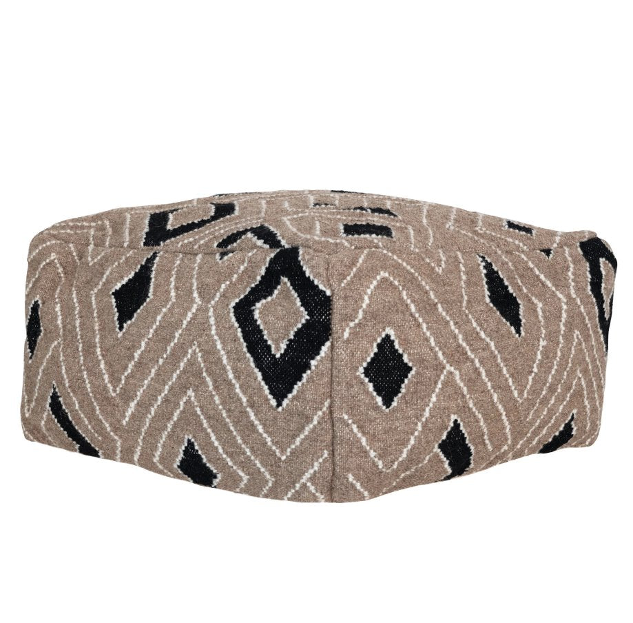 Pouf en laine mélangée tissée avec motif