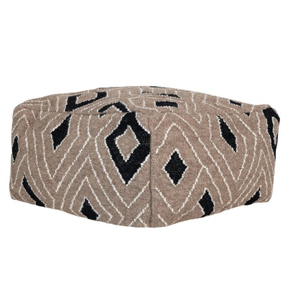 Pouf en laine mélangée tissée avec motif