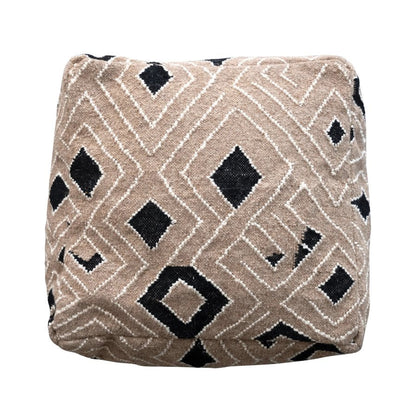 Pouf en laine mélangée tissée avec motif