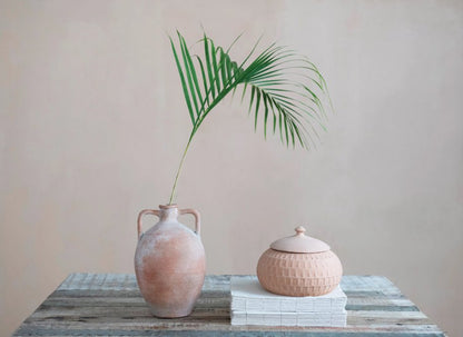 Vase urne en terre cuite avec poignées