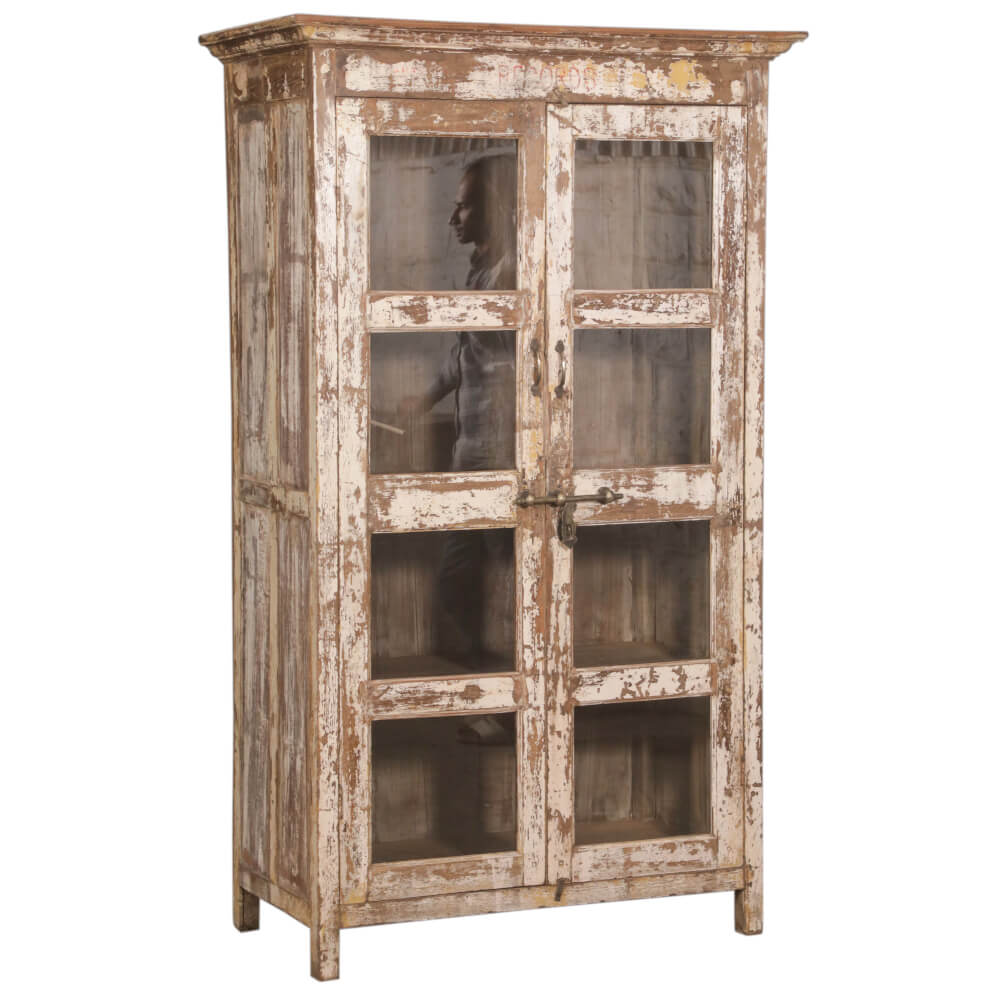 Armoire en bois de teck avec verre