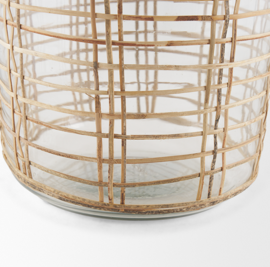 Bouteille en verre enveloppée de rotin Troian