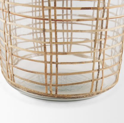 Bouteille en verre enveloppée de rotin Troian