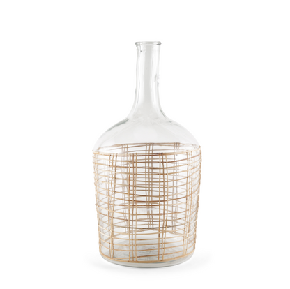 Bouteille en verre enveloppée de rotin Troian