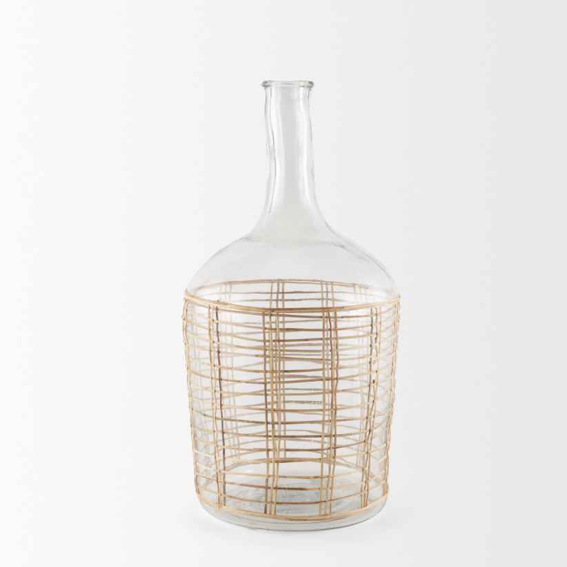 Bouteille en verre enveloppée de rotin Troian