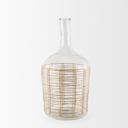 Bouteille en verre enveloppée de rotin Troian