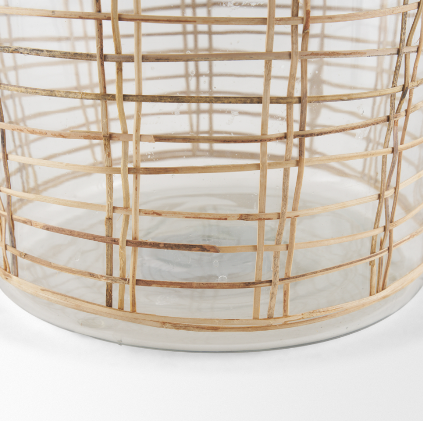 Bouteille en verre enveloppée de rotin Troian