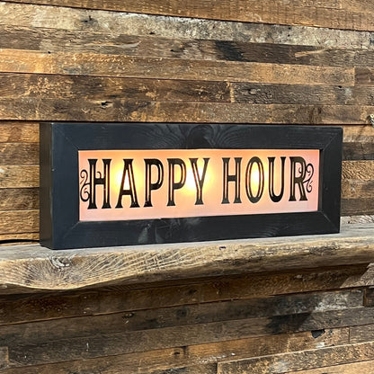Panneau lumineux Happy Hour de style vintage