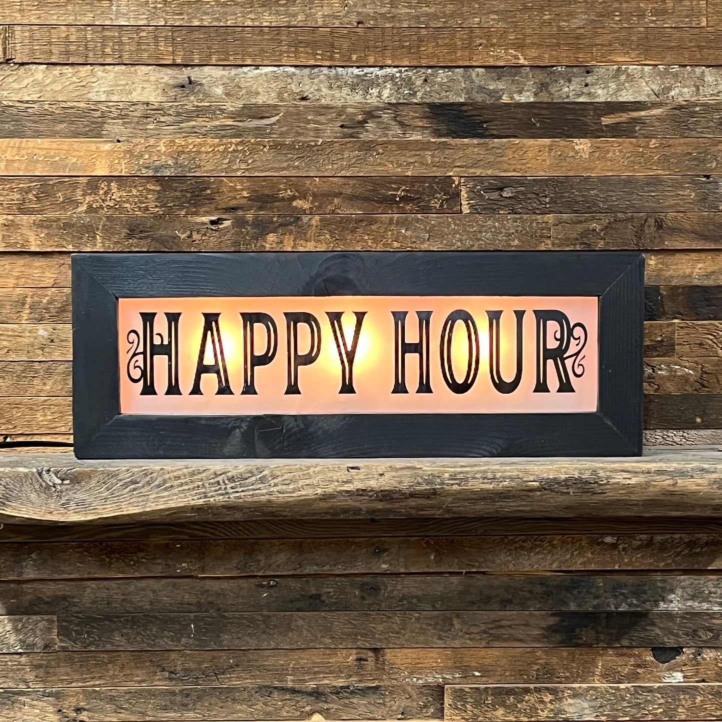Panneau lumineux Happy Hour de style vintage