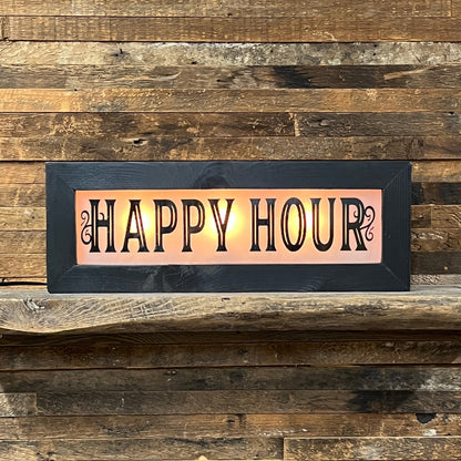 Panneau lumineux Happy Hour de style vintage